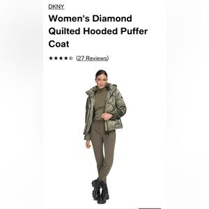 Relist - NWT DKNY Women's Diamond Quilted Hooded Puffer Coat Size Small